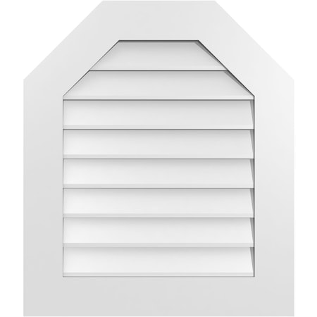 Ekena Millwork Octagonal Top Surface Mount PVC Gable Vent w/ 3-1/2"W x 1"P Standard Frame, 24"W x 28"H GVPOT24X2801SN